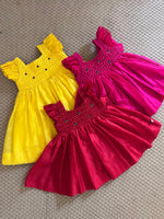 Load image into Gallery viewer, Honeycomb Bunny Tie Rosette Dress- Red
