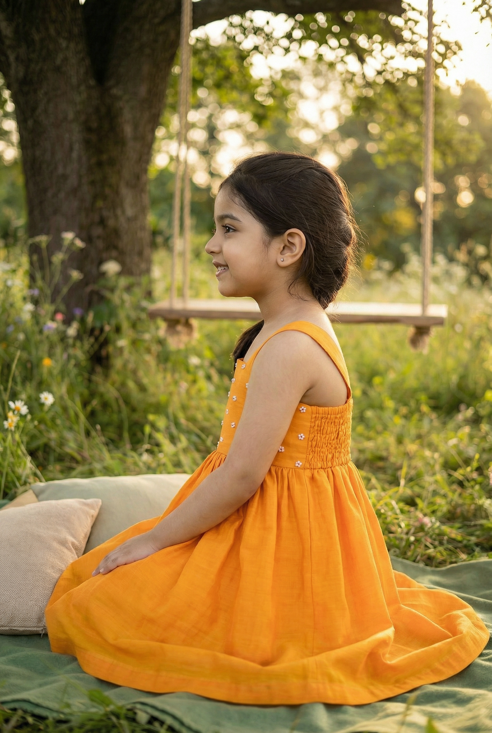 Noodle Strap Dress- Narangi