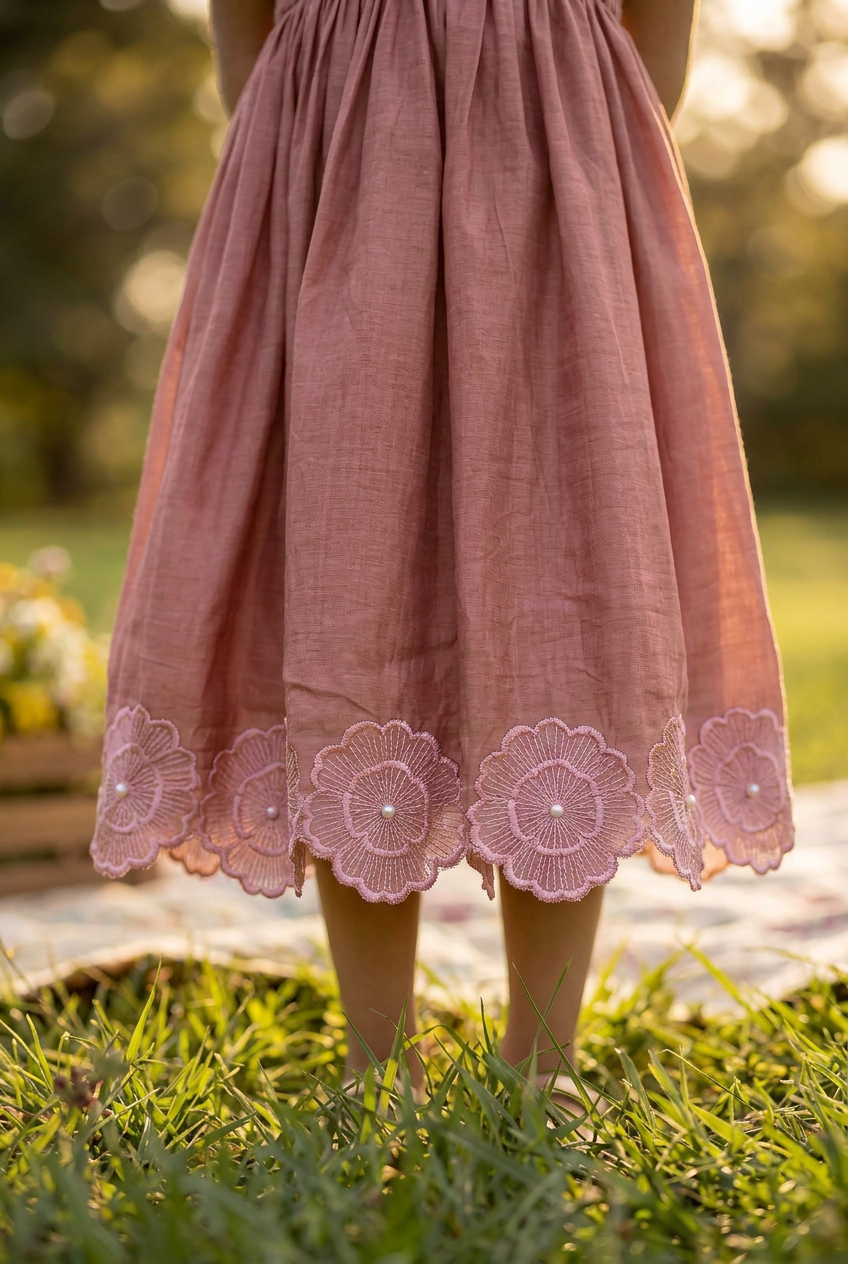 Floral Honeycomb dress old rose