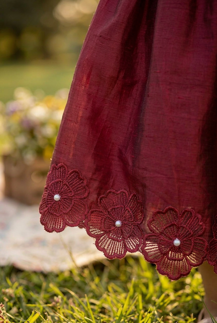 Floral Honeycomb dress maroon
