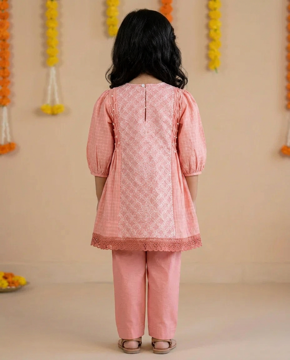 Mishri kurta set- Peach