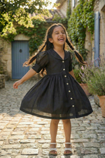 Load image into Gallery viewer, Pearl Edged Shirt Dress- Black
