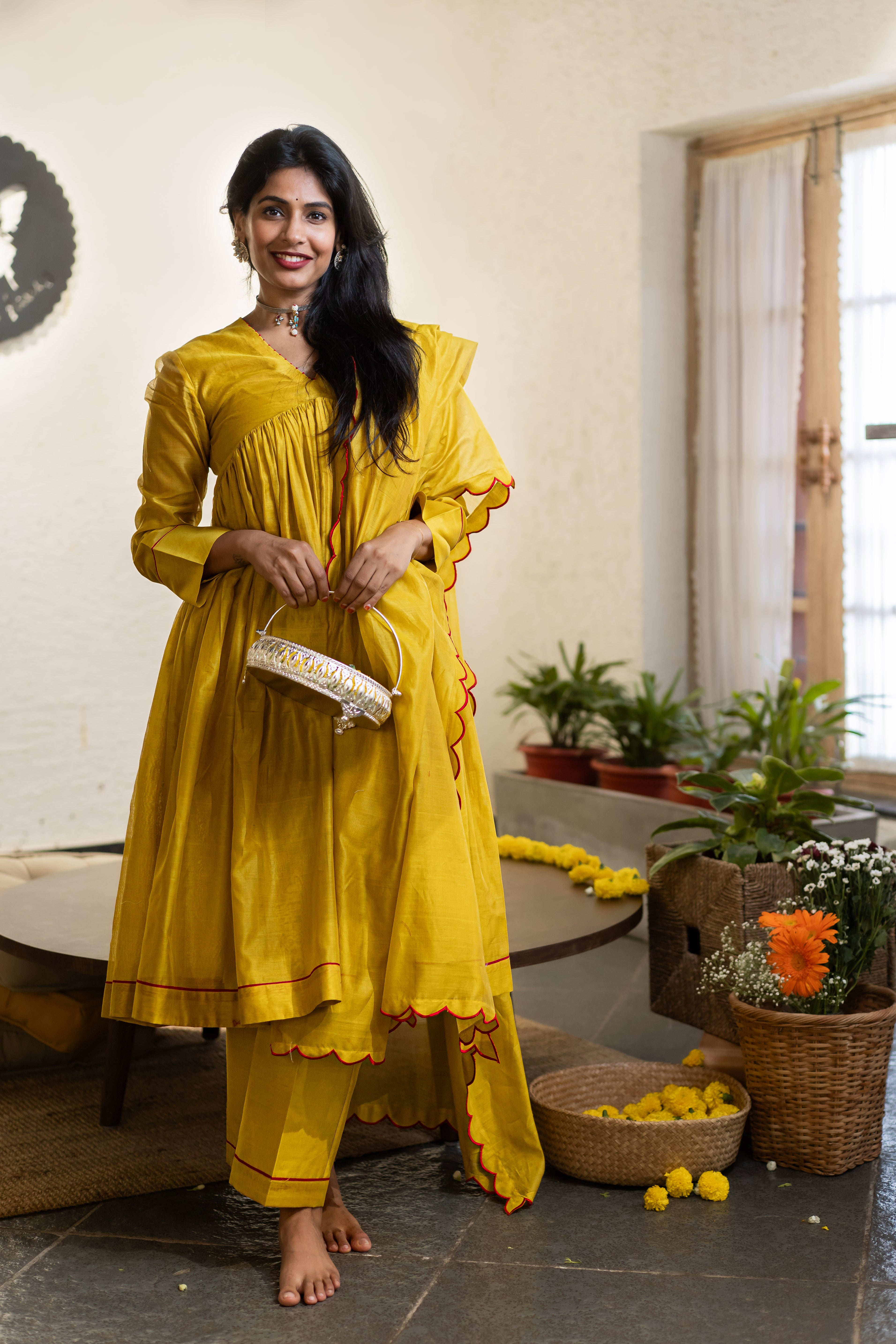Gherewala Kurta set- Citrine Yellow