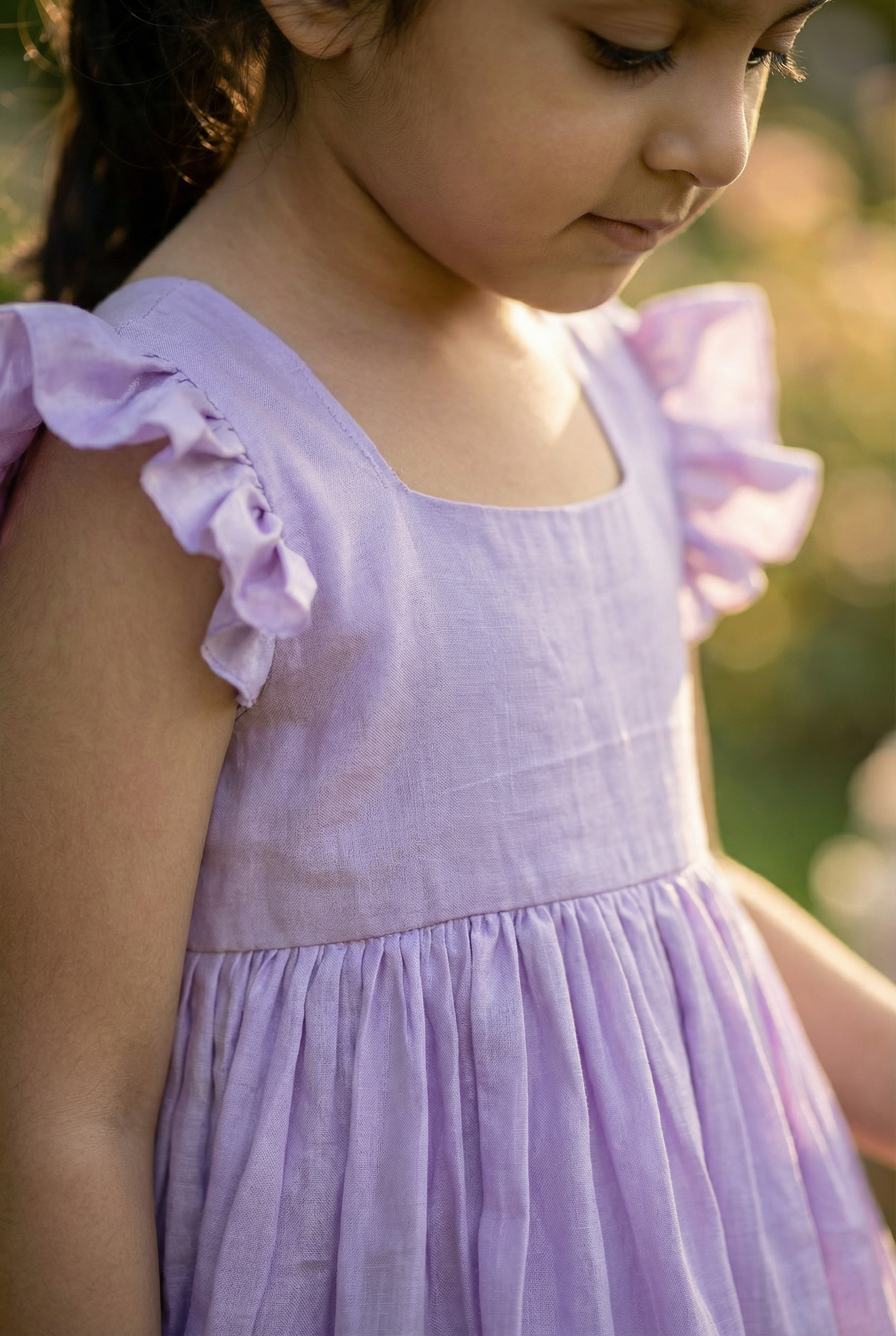 Bunny Tie Scallop Dress- Lavender