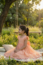 Load image into Gallery viewer, Bunny Tie Scallop Dress- Rose
