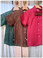 Load image into Gallery viewer, Chocolate stripes shirt with bow
