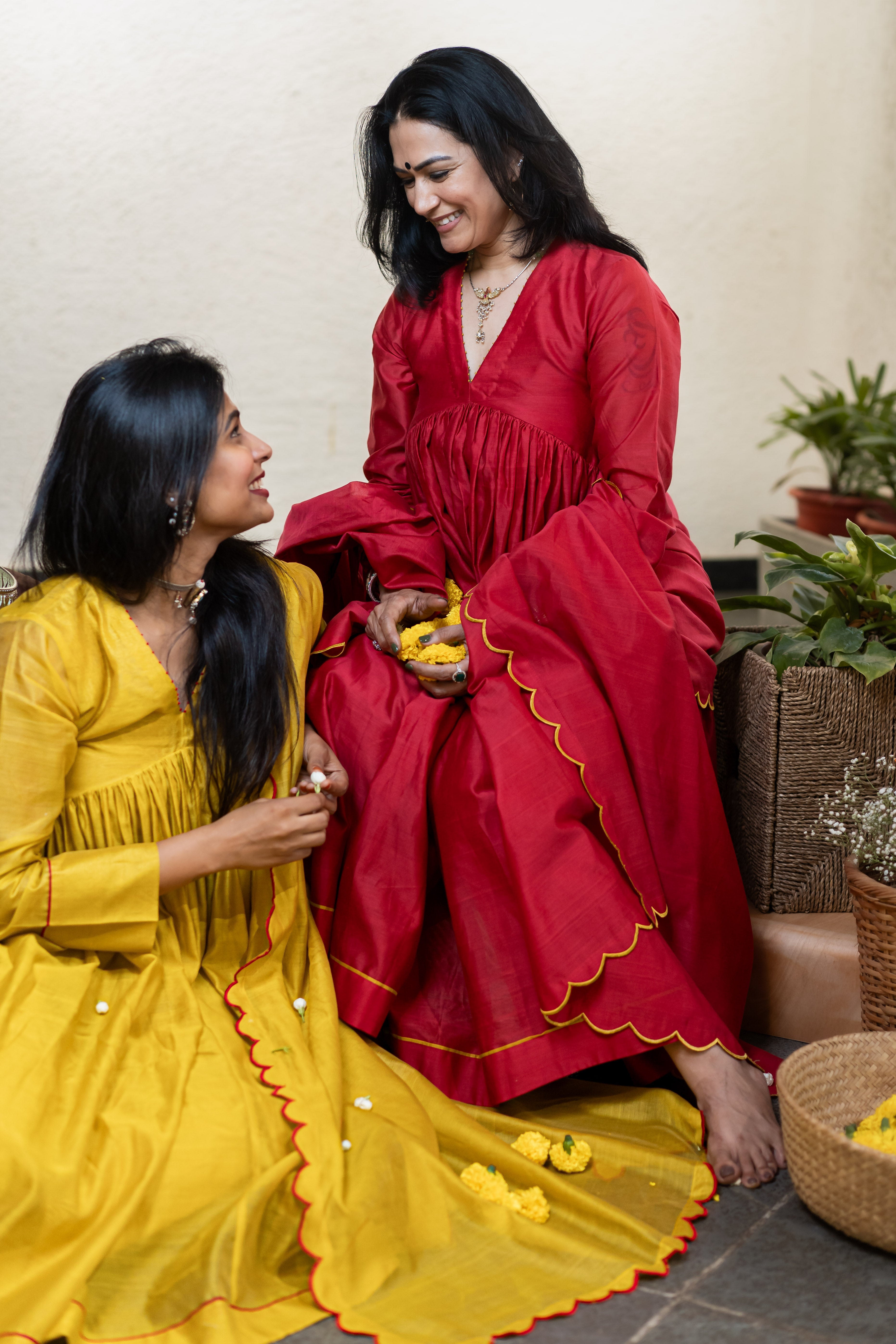 Gherewala Kurta Set- Ruby Red