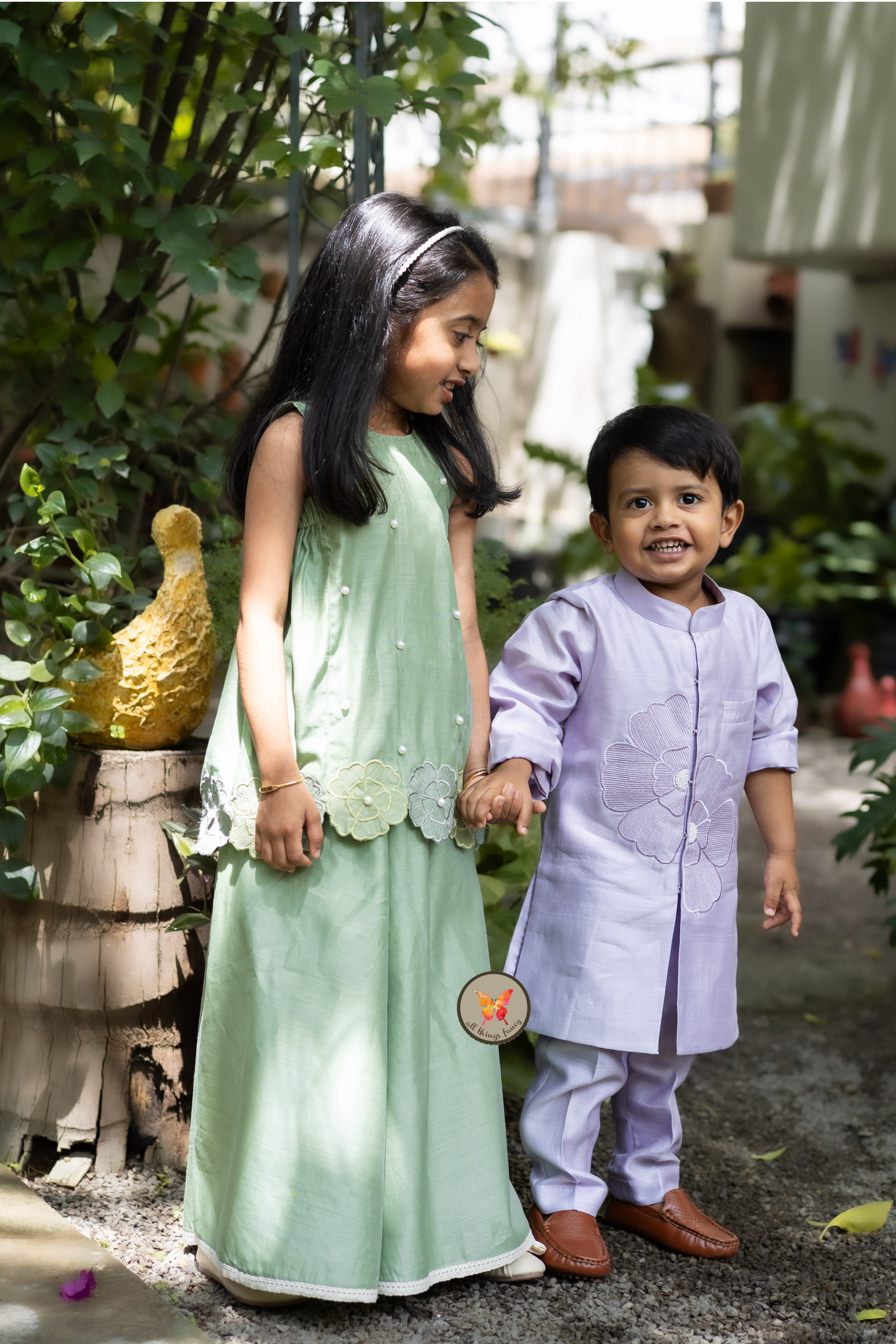 The Phool Sharara Set - Spring Green