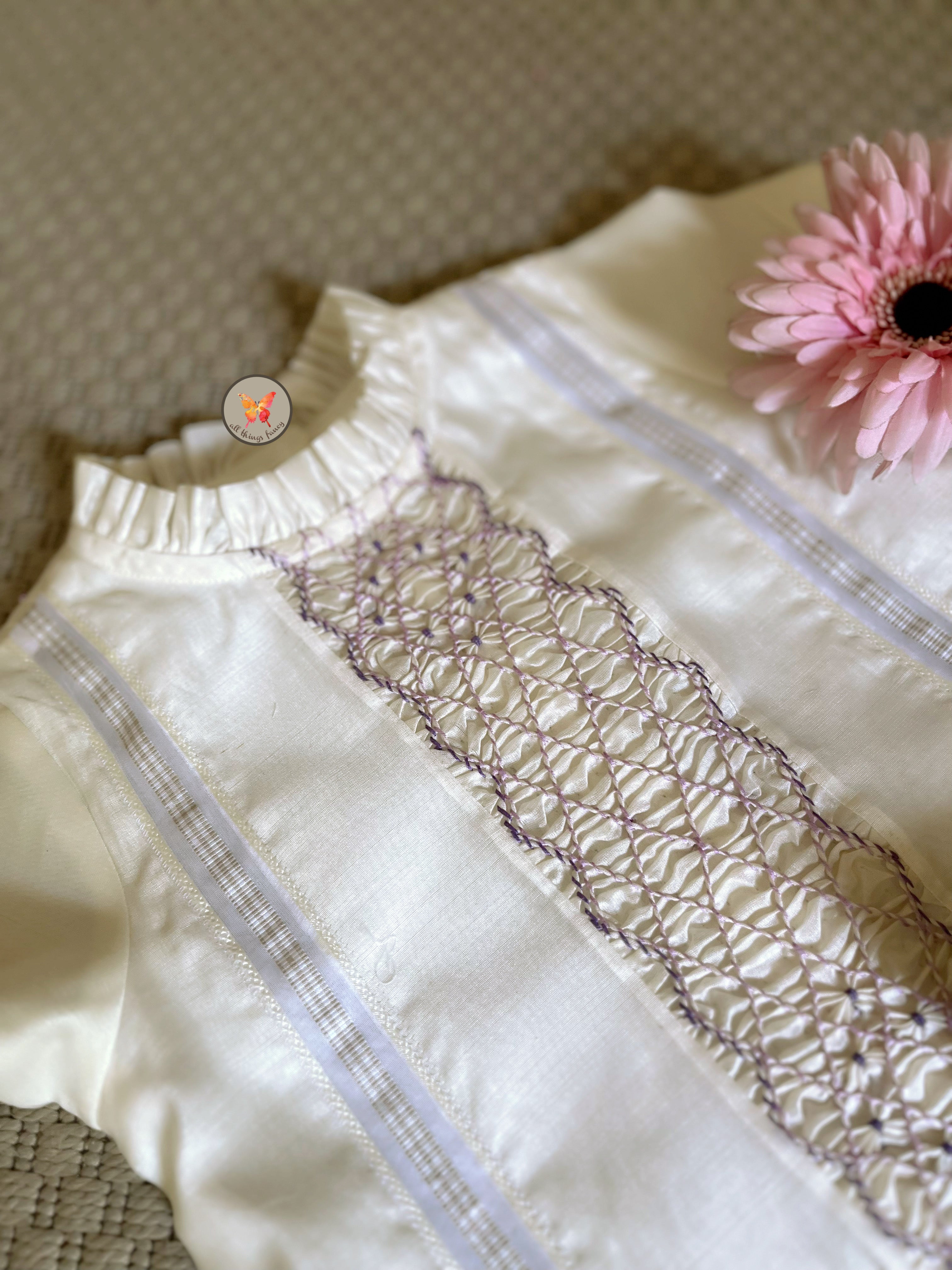 Lavender Smocking Paperbag shorts set