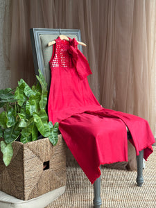 Sheeshe wala Sharara set- Laal