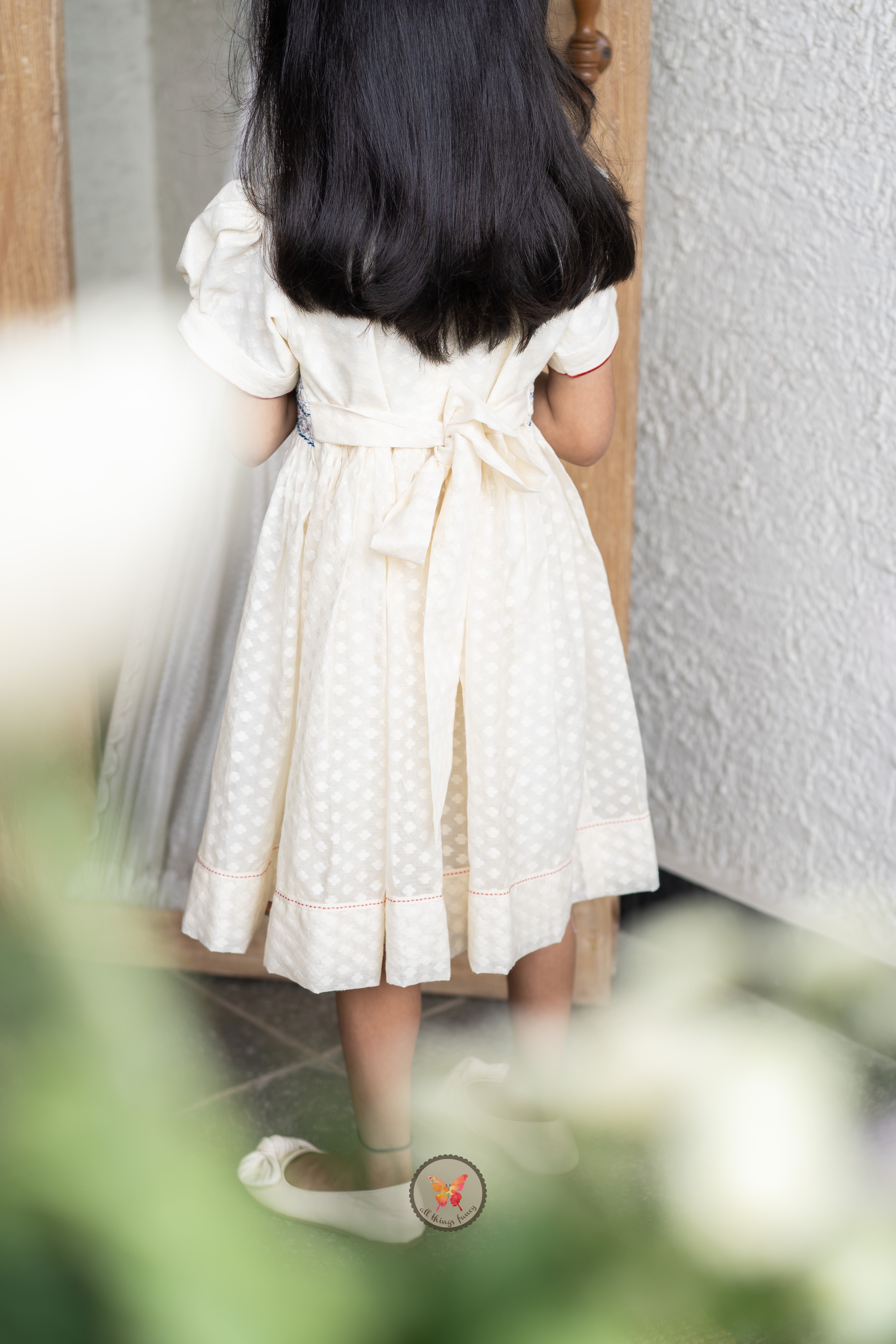 Textured Chanderi Handsmocked Frock