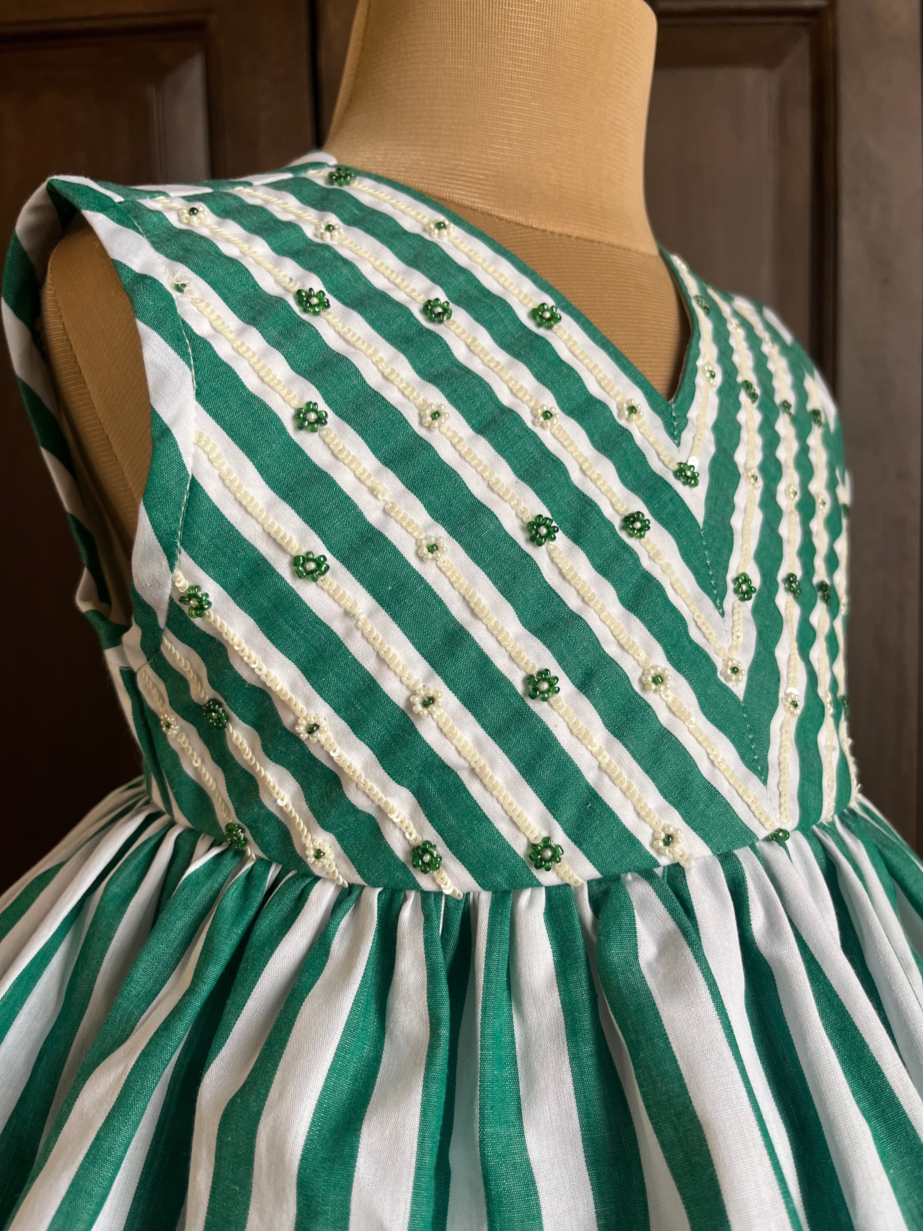 Striped Sharara Set - Green