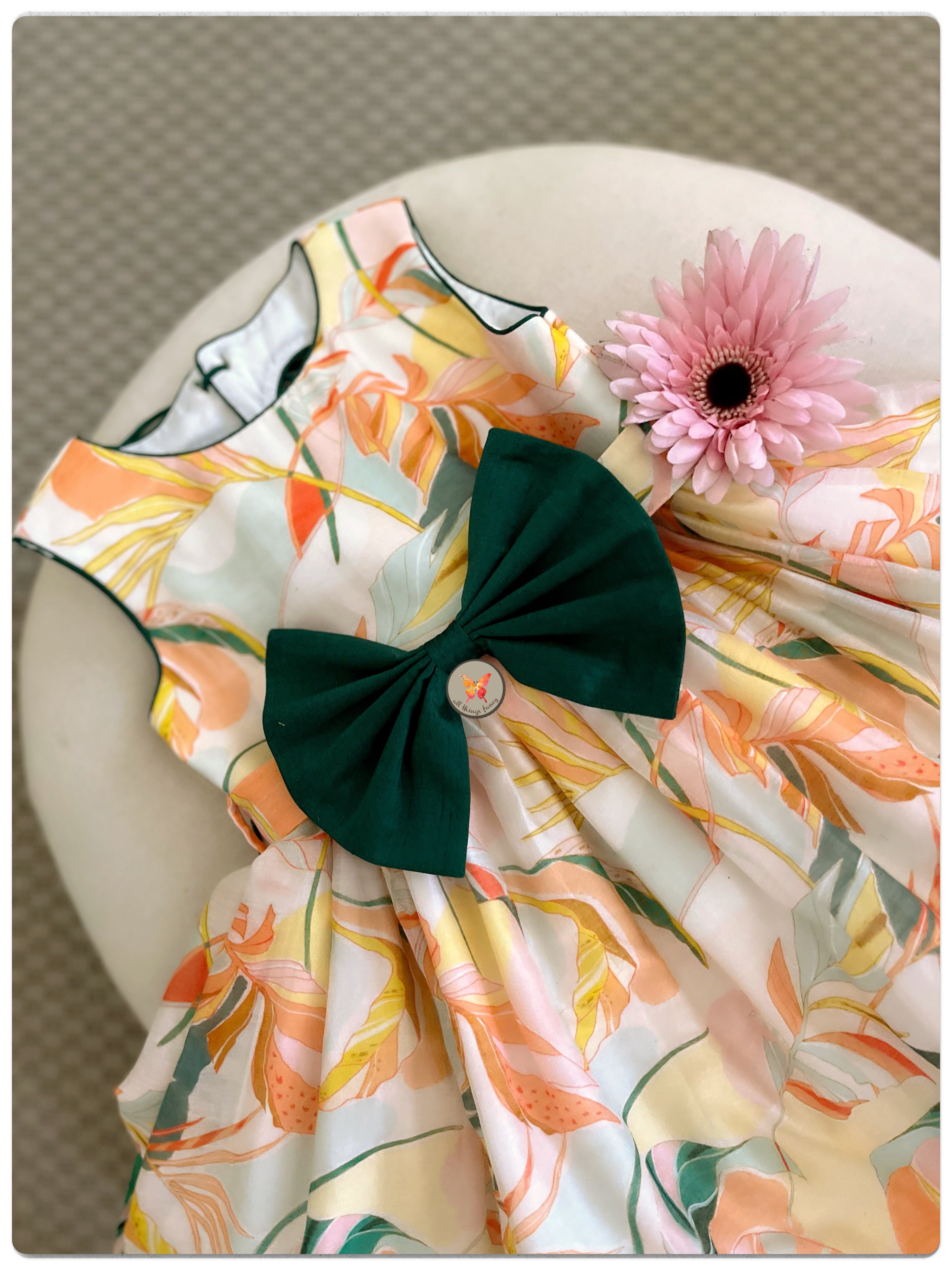 Heart cut-out back dress- Tropical florals