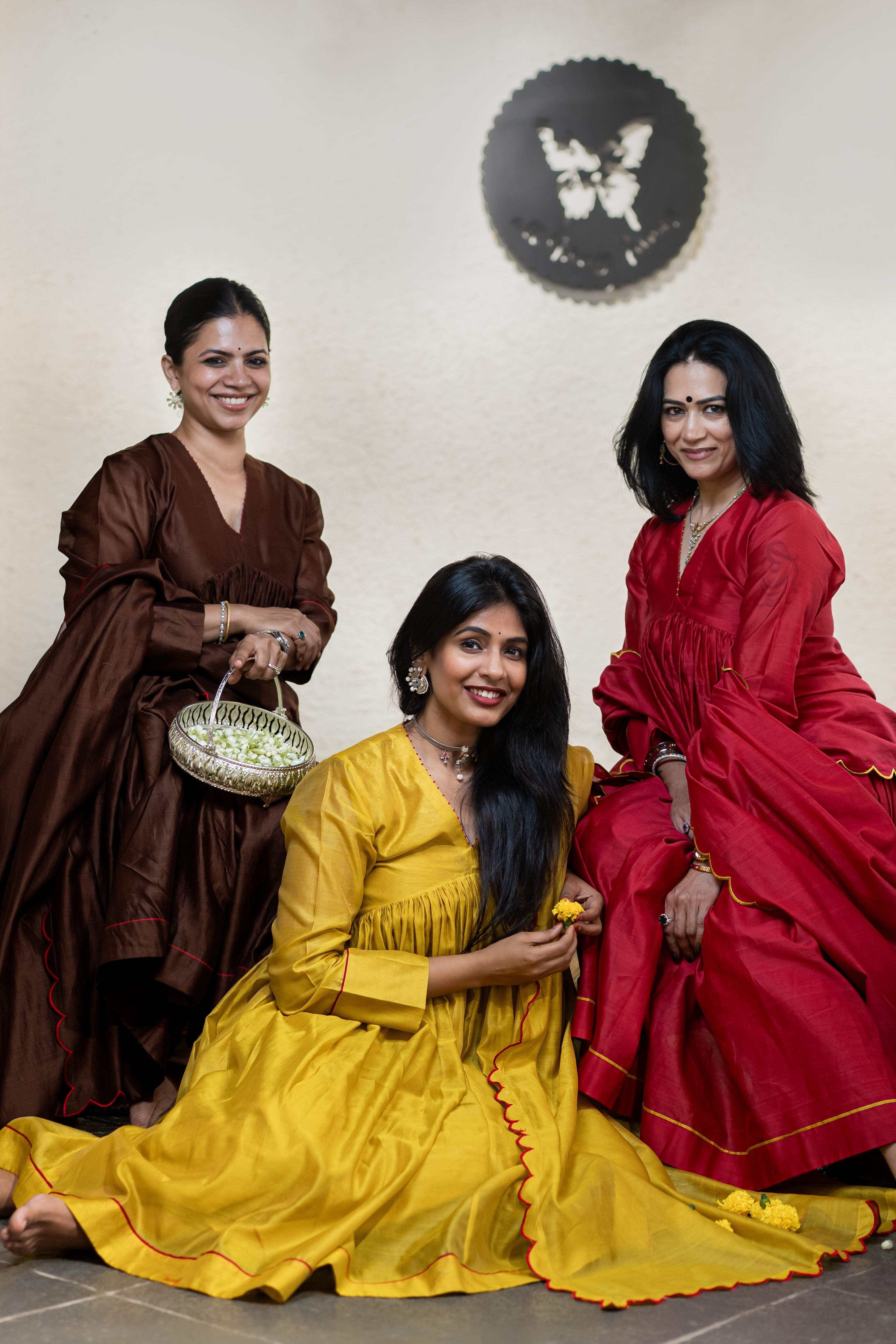 Gherewala Kurta Set- Ruby Red