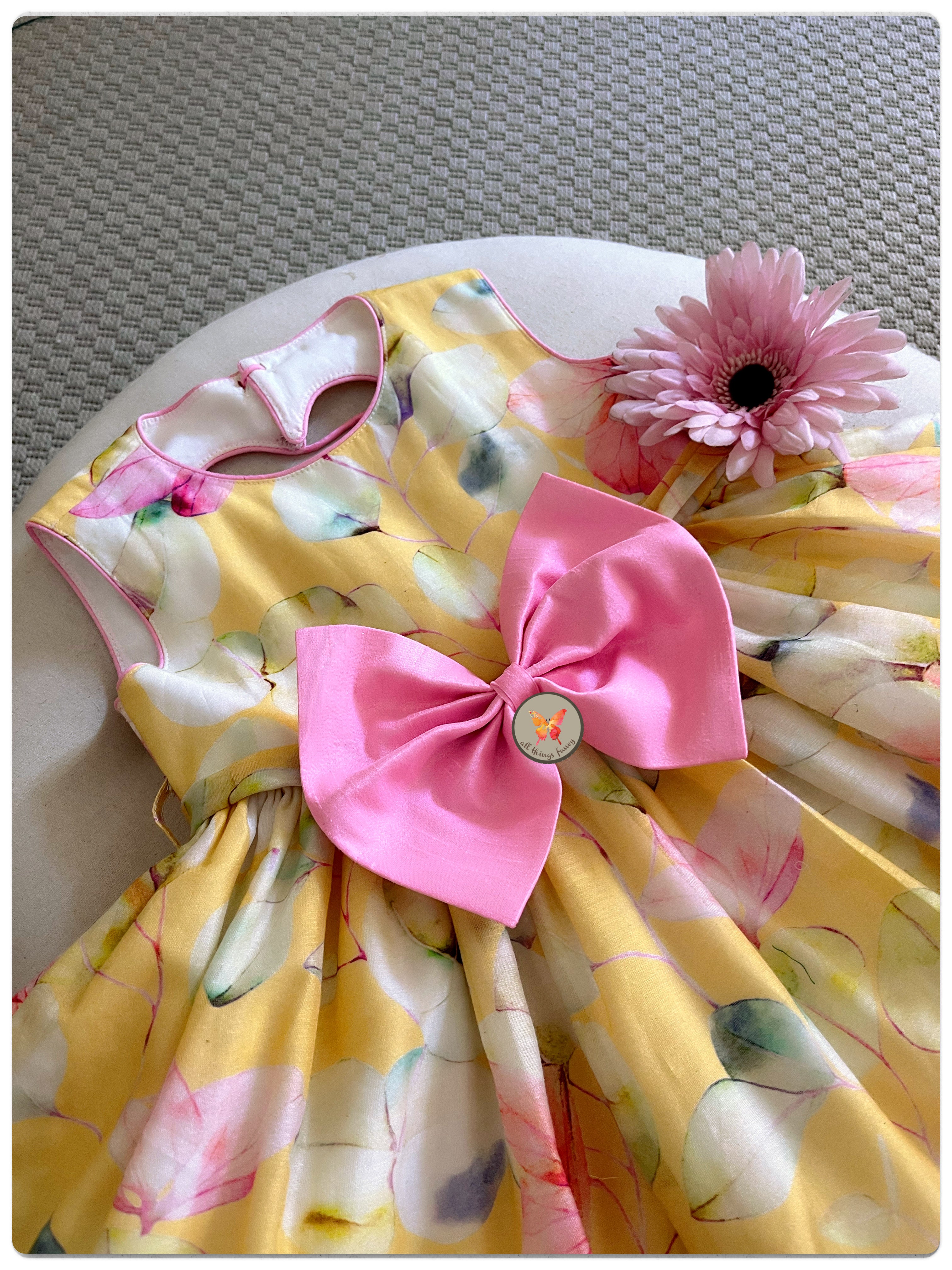 Heart cut-out back dress- Custard Yellow