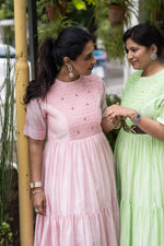 Load image into Gallery viewer, Honeycomb Tiered Dress- Raspberry Sorbet
