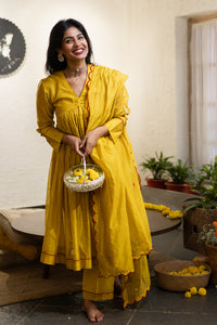 Gherewala Kurta set- Citrine Yellow