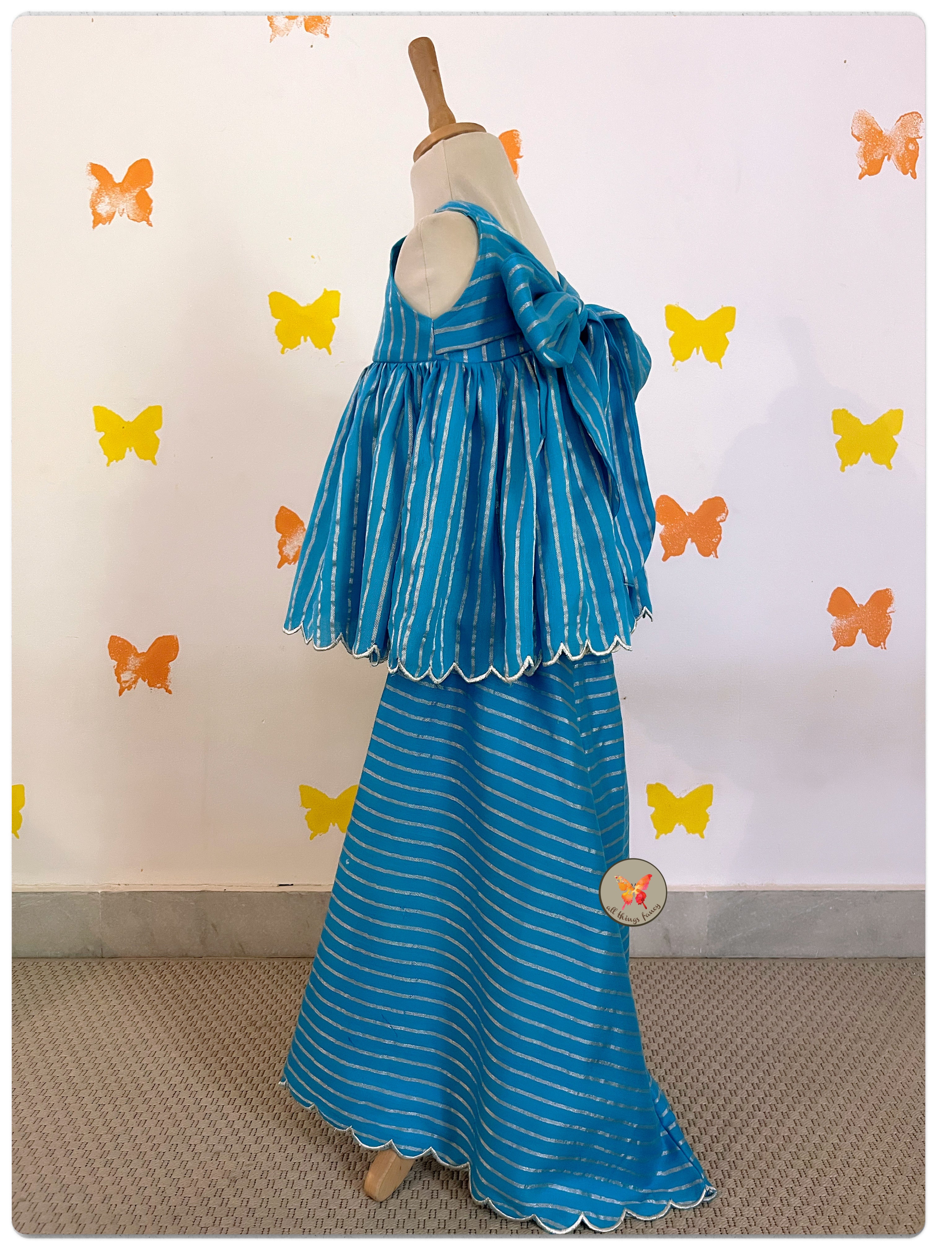 Sunahri line Firozi Sharara Set