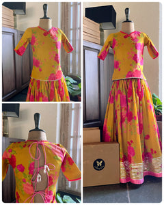 Mul Floral Lehenga Set- Kachhi haldi