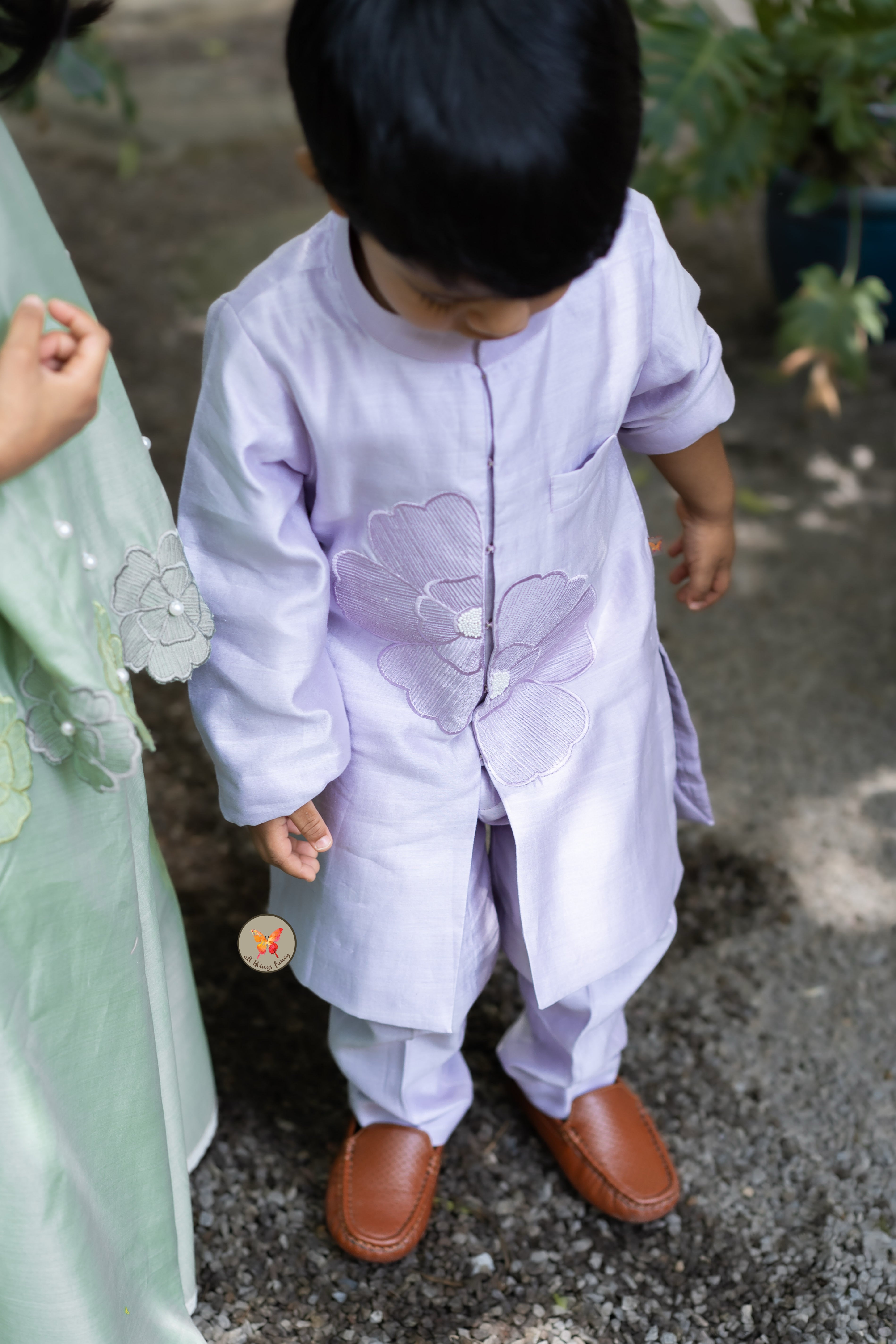 The Phool Kurta Set - Lavender