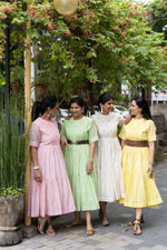 Load image into Gallery viewer, Honeycomb Tiered Dress- Mango Sorbet
