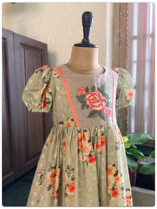 Rose Schiffly Dress- Sage Green