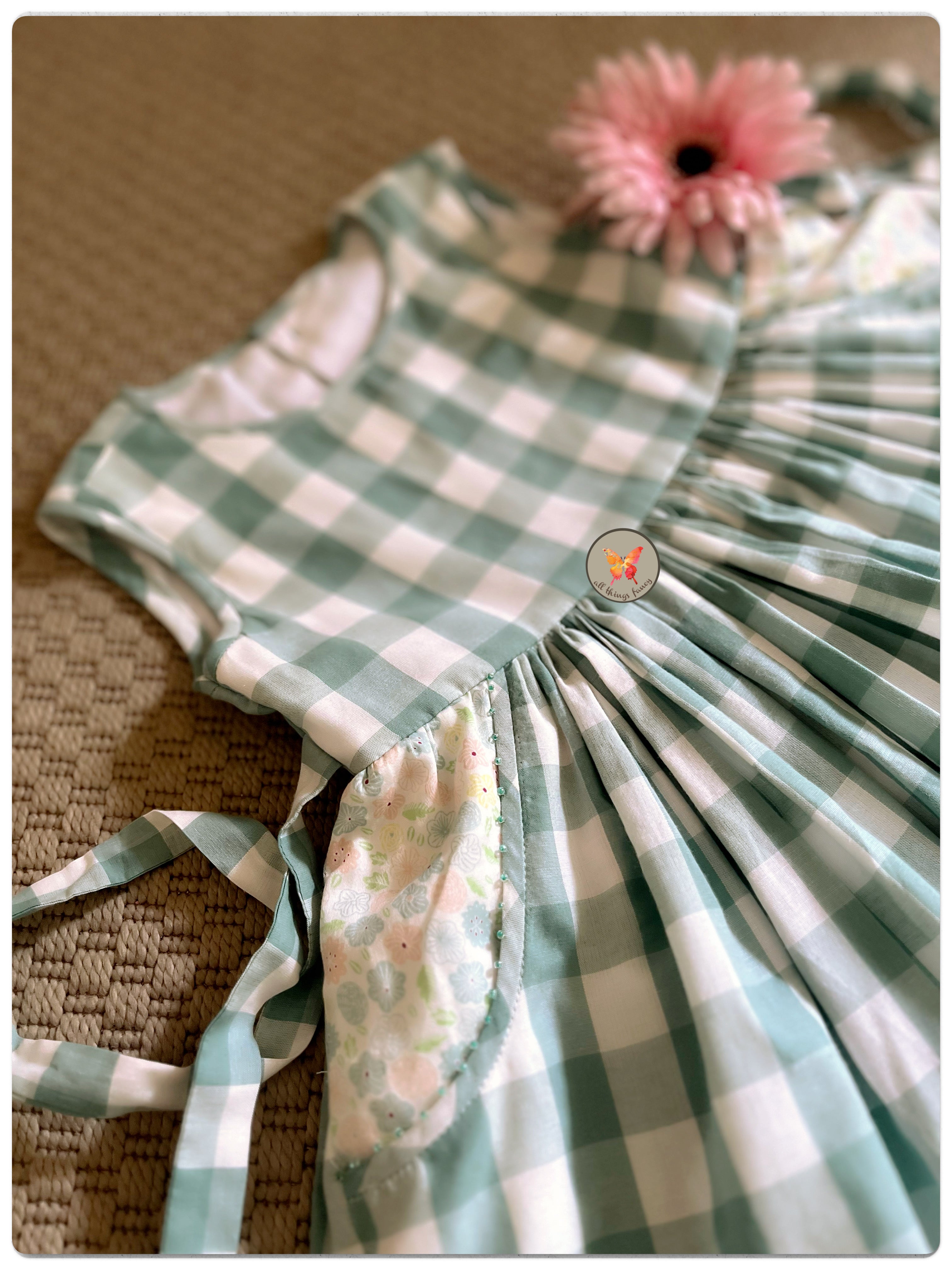 Gingham Checks Teal Frock