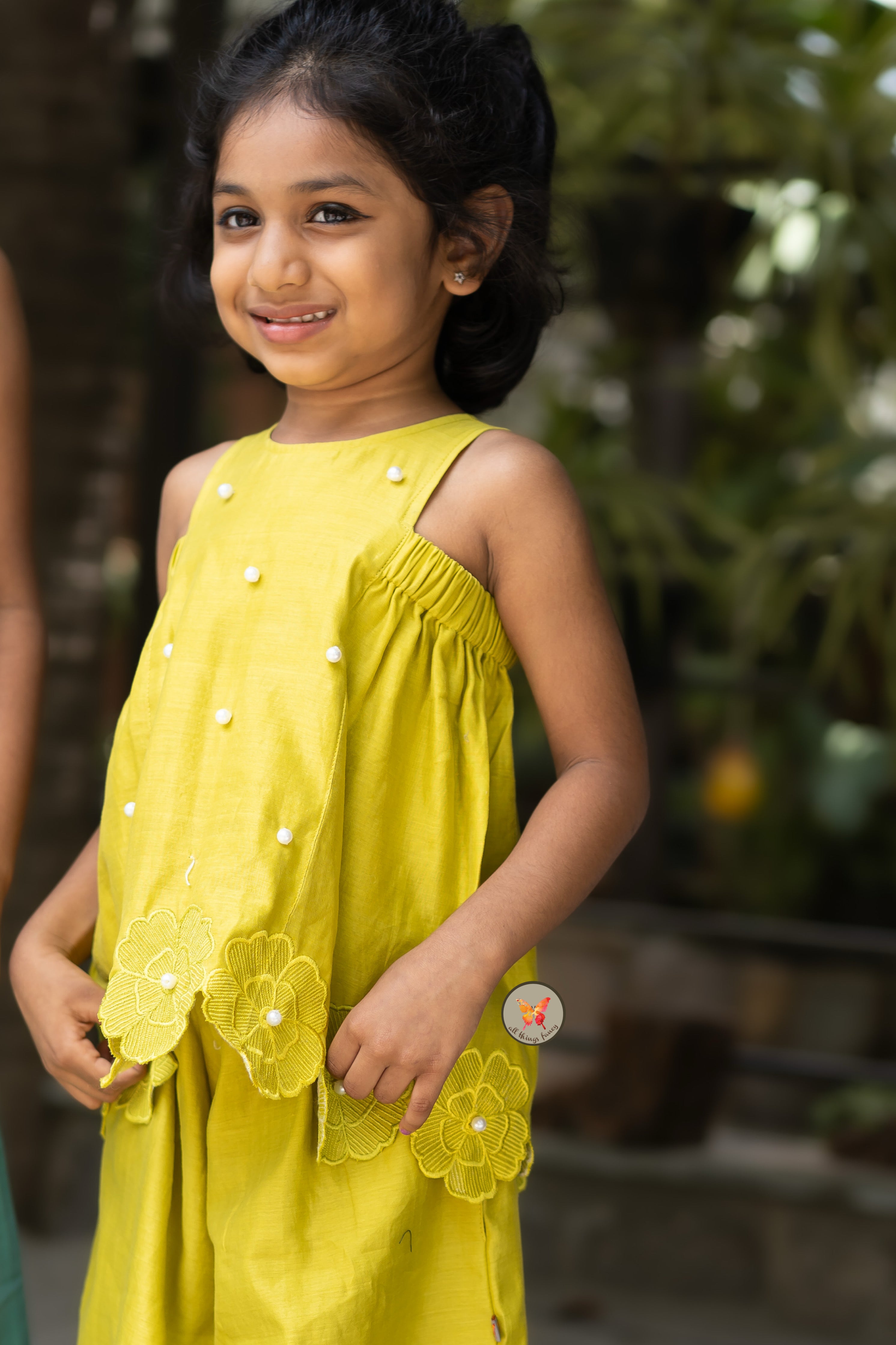 The Phool Sharara Set - Lime