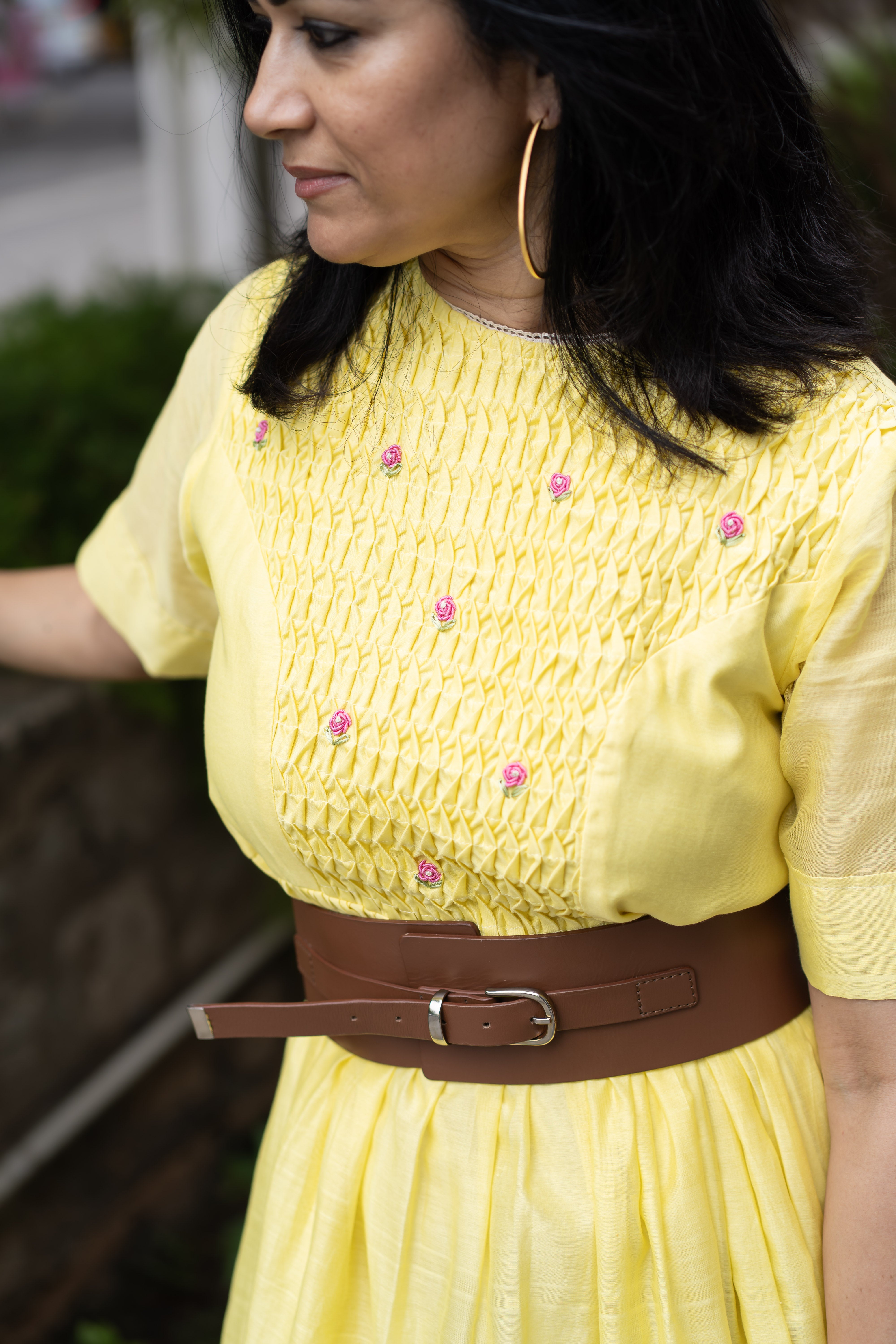 Honeycomb Tiered Dress- Mango Sorbet