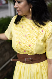 Honeycomb Tiered Dress- Mango Sorbet