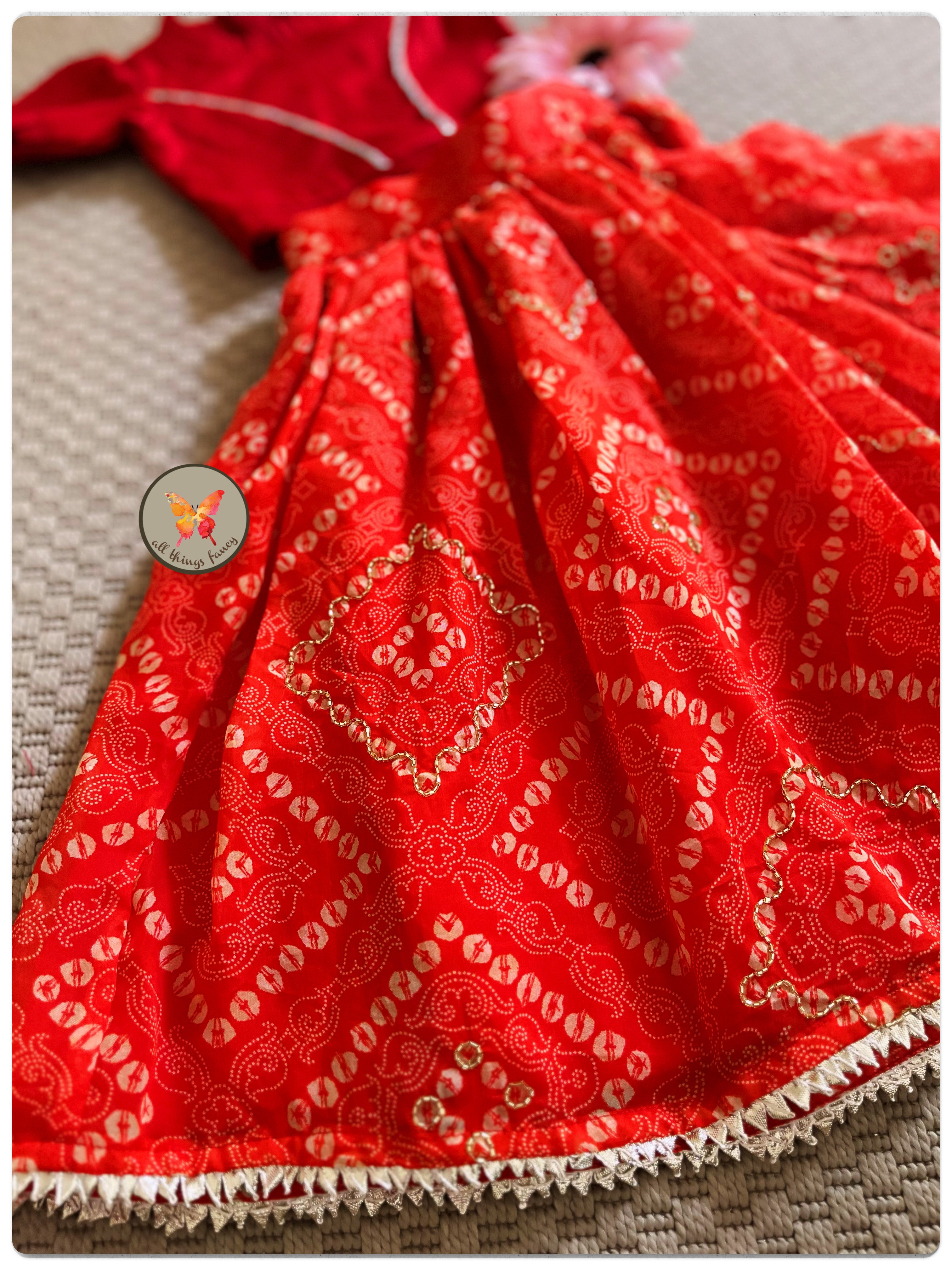 Bandhani Lehenga- Laal