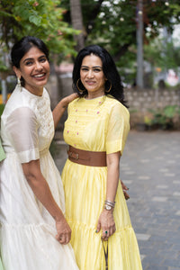 Honeycomb Tiered Dress- Mango Sorbet