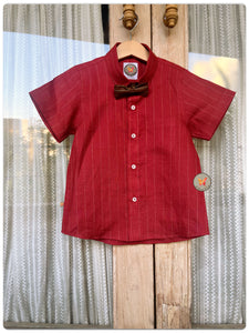 Brick Red stripes shirt with bow
