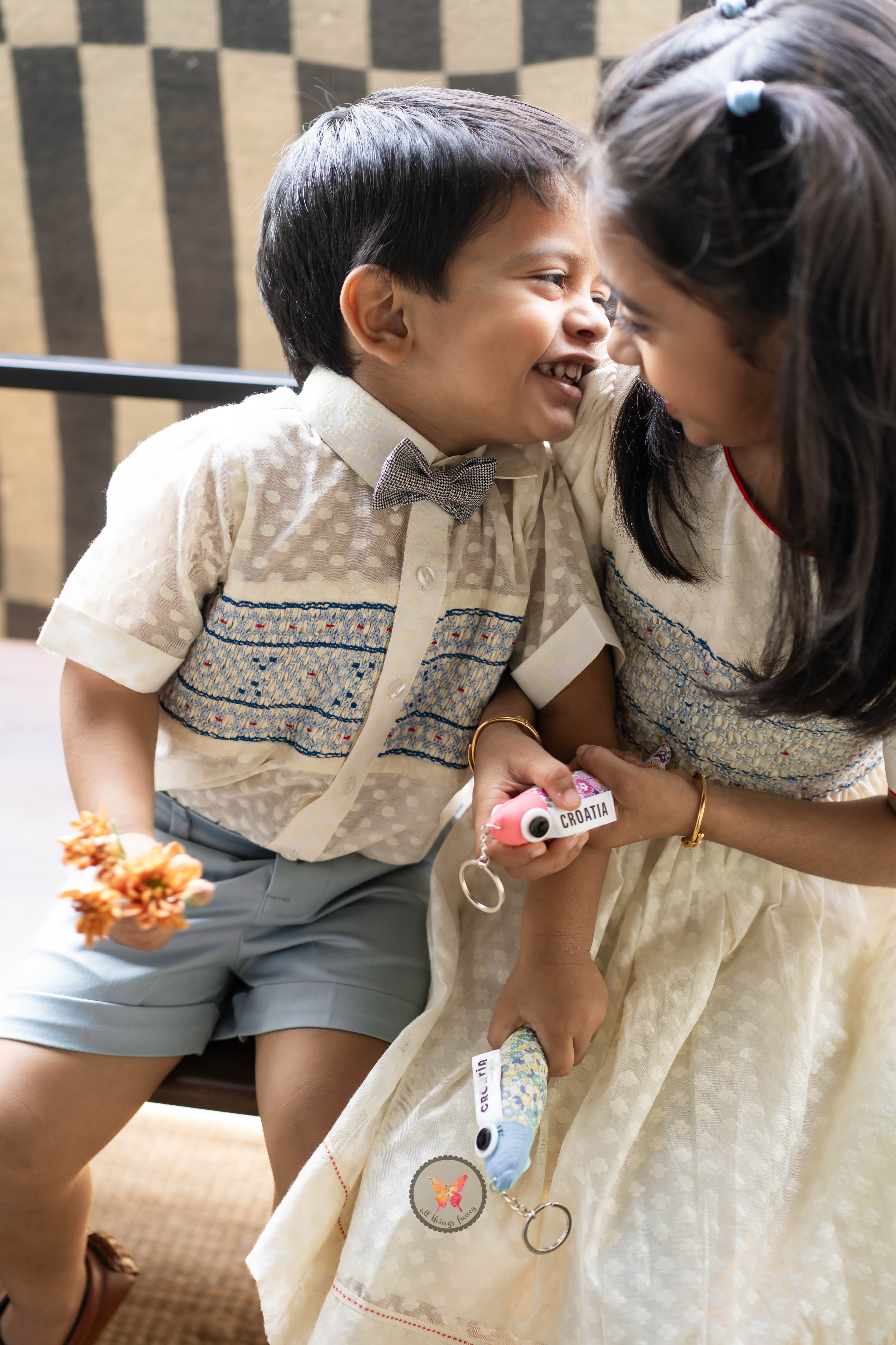 Textured Chanderi Handsmocked Frock