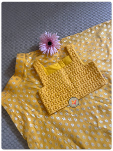 Chanderi Beneras Panelled Lehenga Set- Yellow