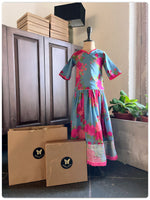 Load image into Gallery viewer, Mul Floral Lehenga- Aasmani
