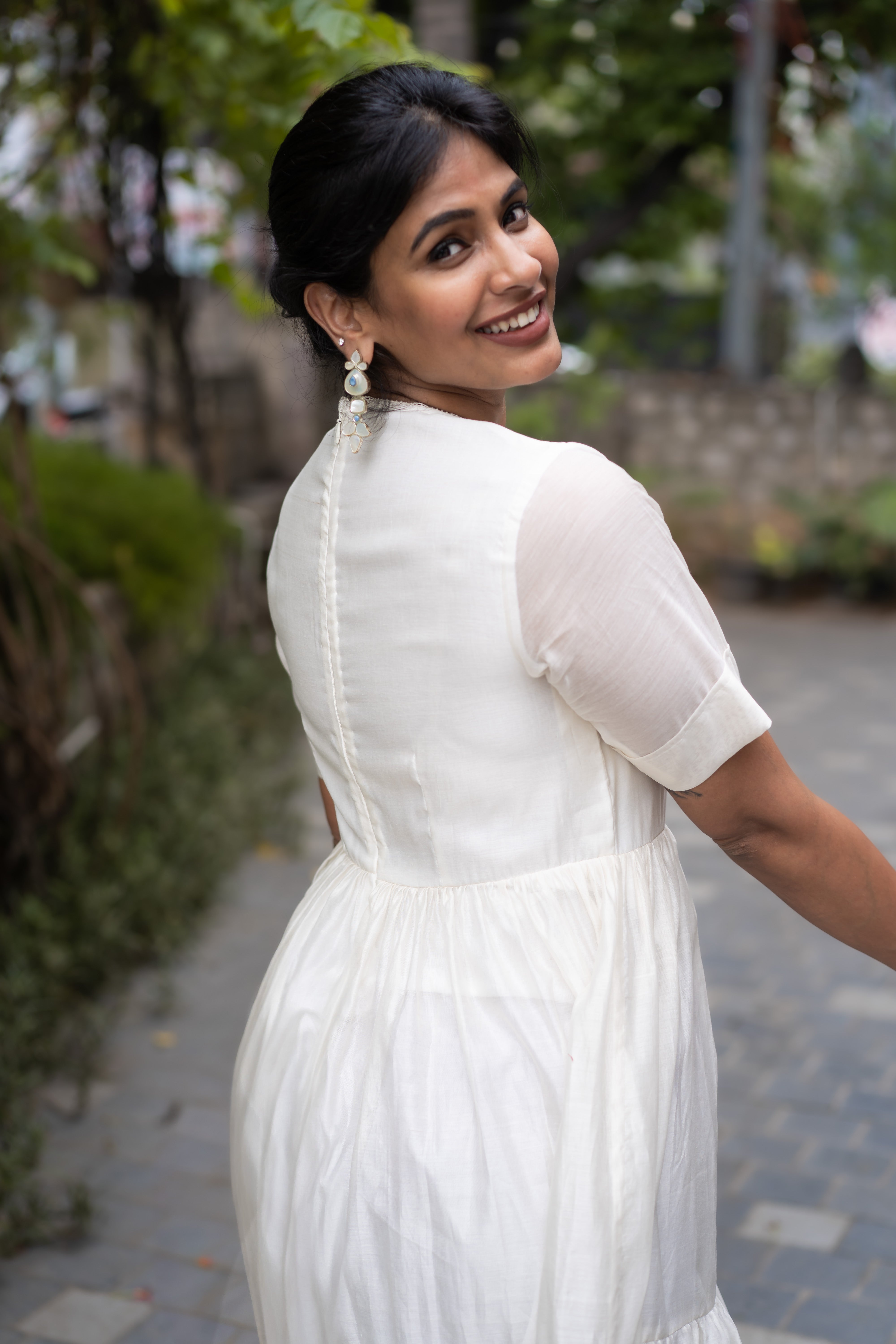 Honeycomb Tiered Dress- Pure Vanilla