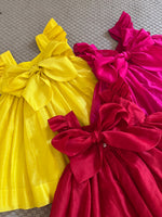 Load image into Gallery viewer, Honeycomb Bunny Tie Rosette Dress- Yellow
