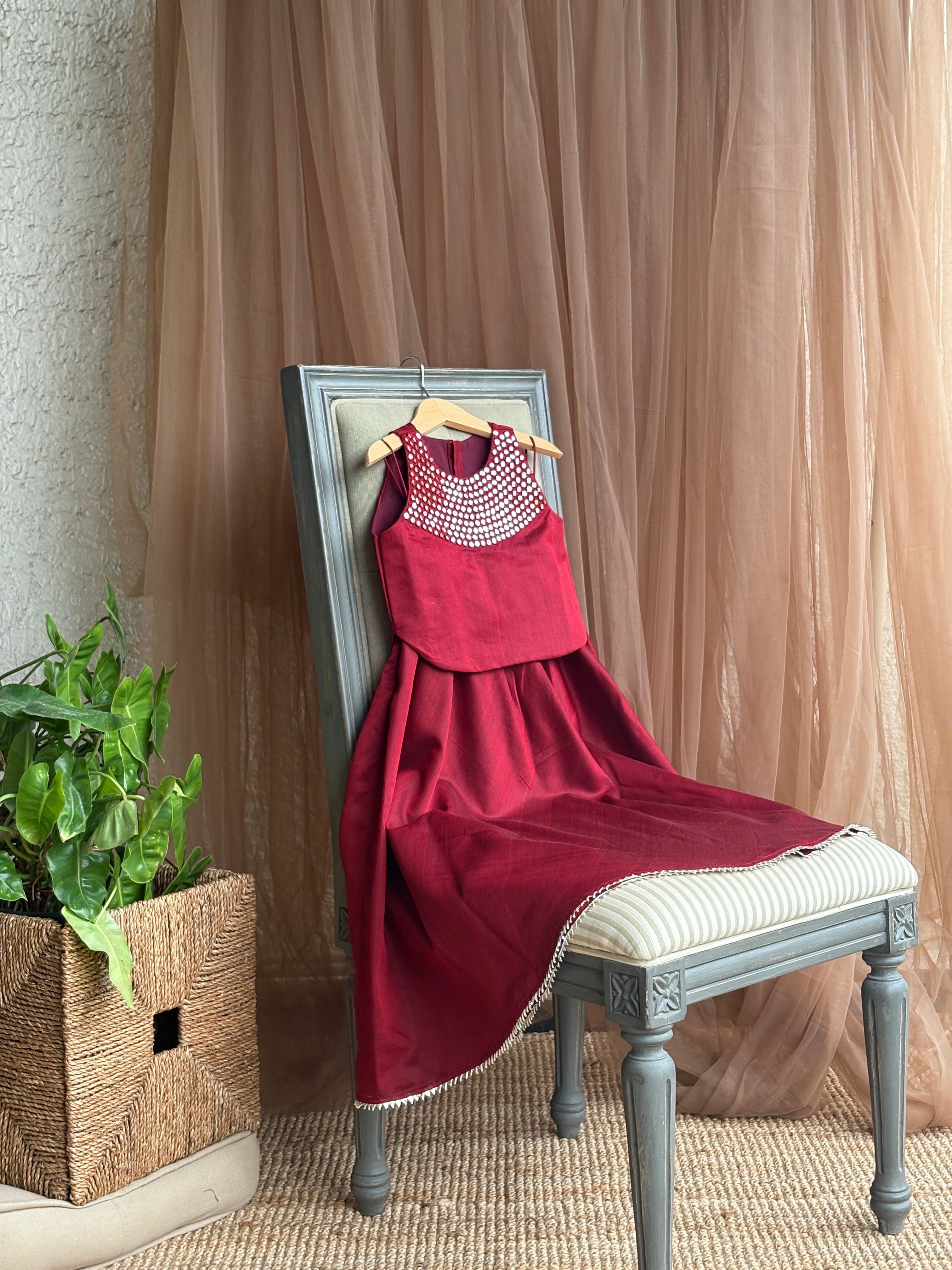 Sheeshewala Lehenga Set- Maroon