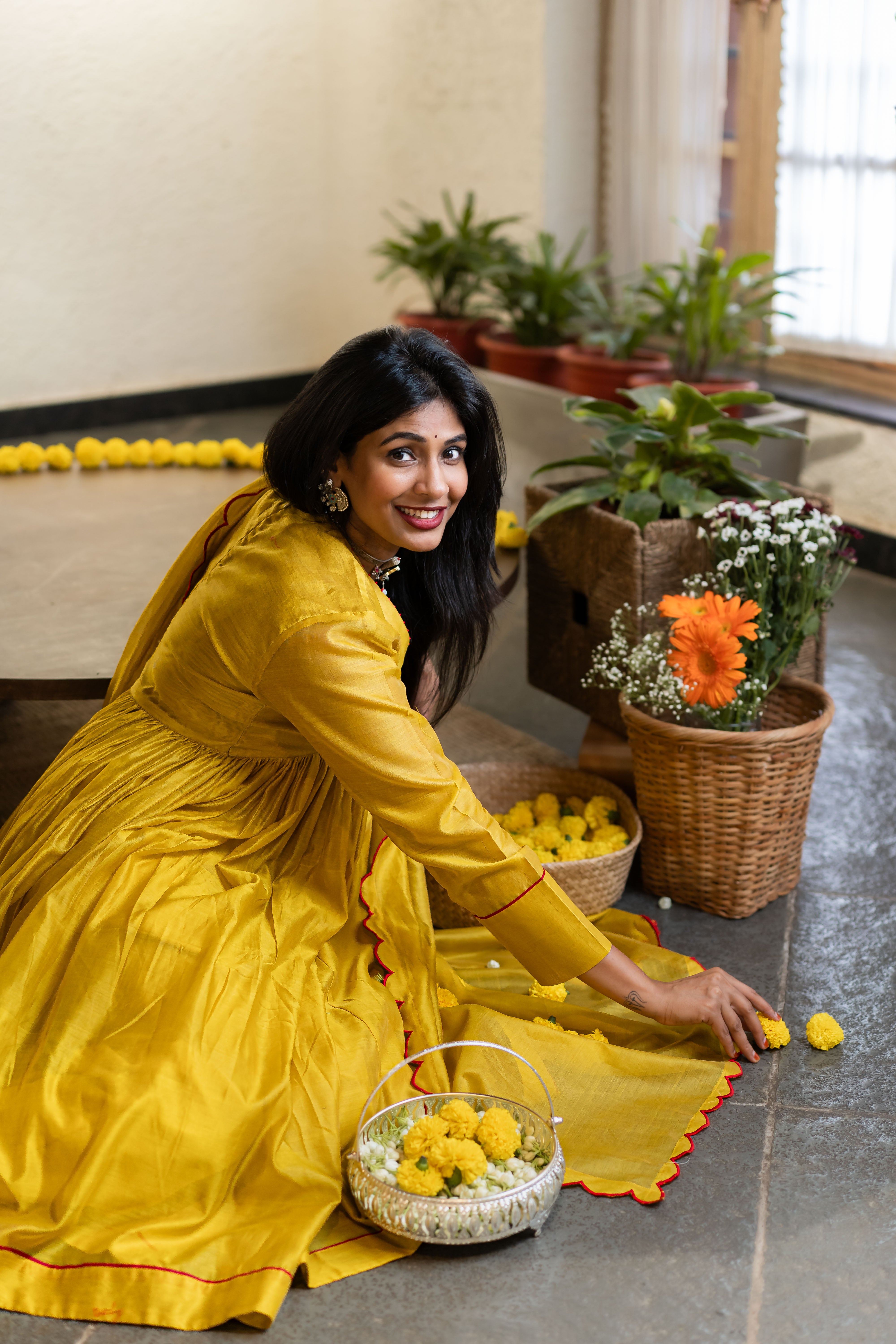 Gherewala Kurta set- Citrine Yellow