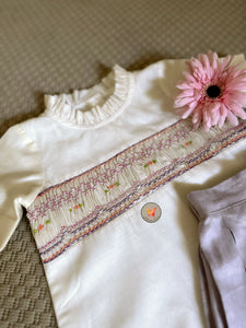 Handsmocked Lilac Skorts set