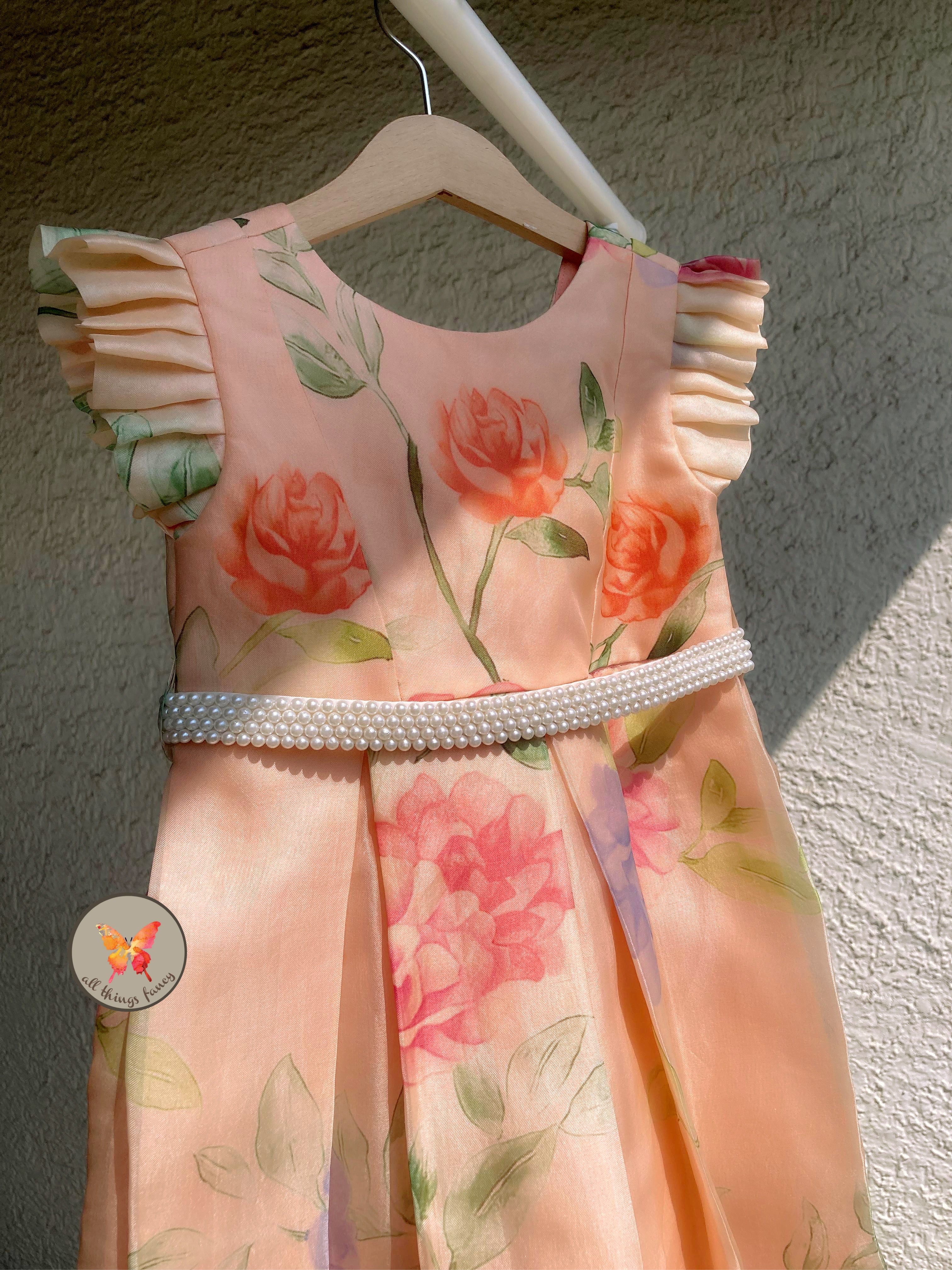 Floral Symphony Pearl Dress- Blush