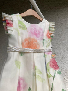 Floral Symphony Pearl Dress- Ivory