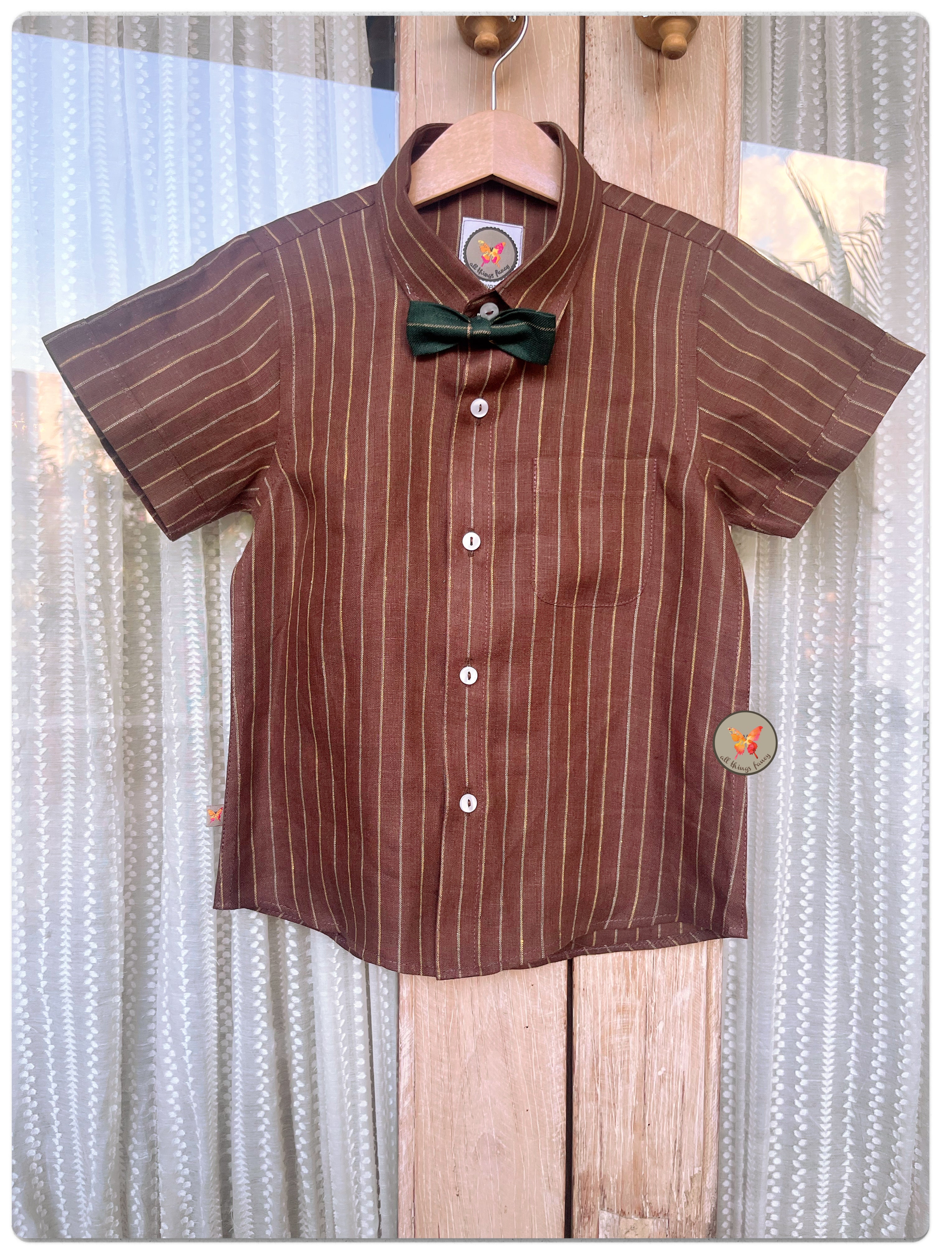 Chocolate stripes shirt with bow