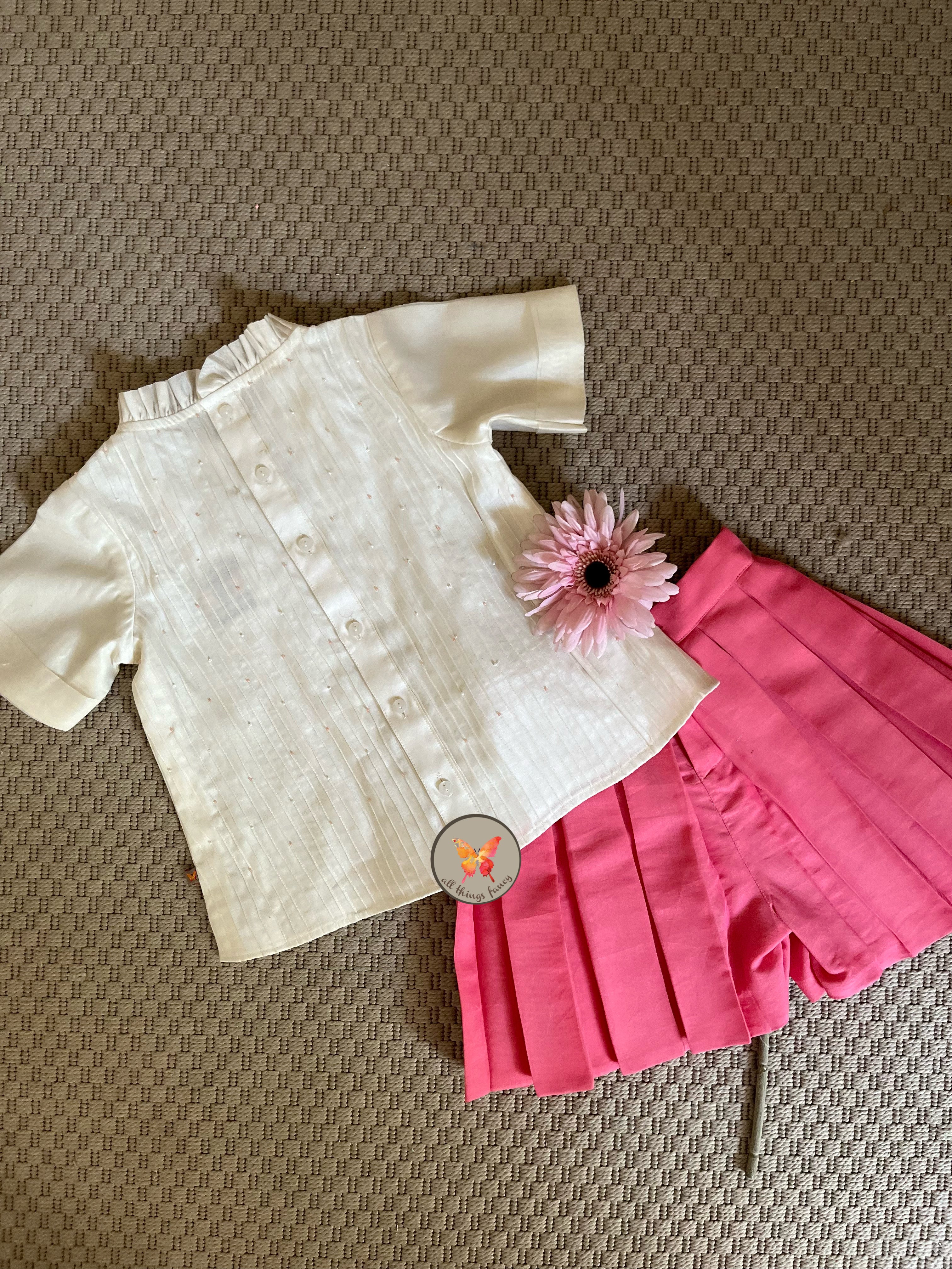 Handsmocked Candy Pink Skorts Set