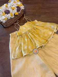 Festive Polka & Checks Set- Sunshine yellow