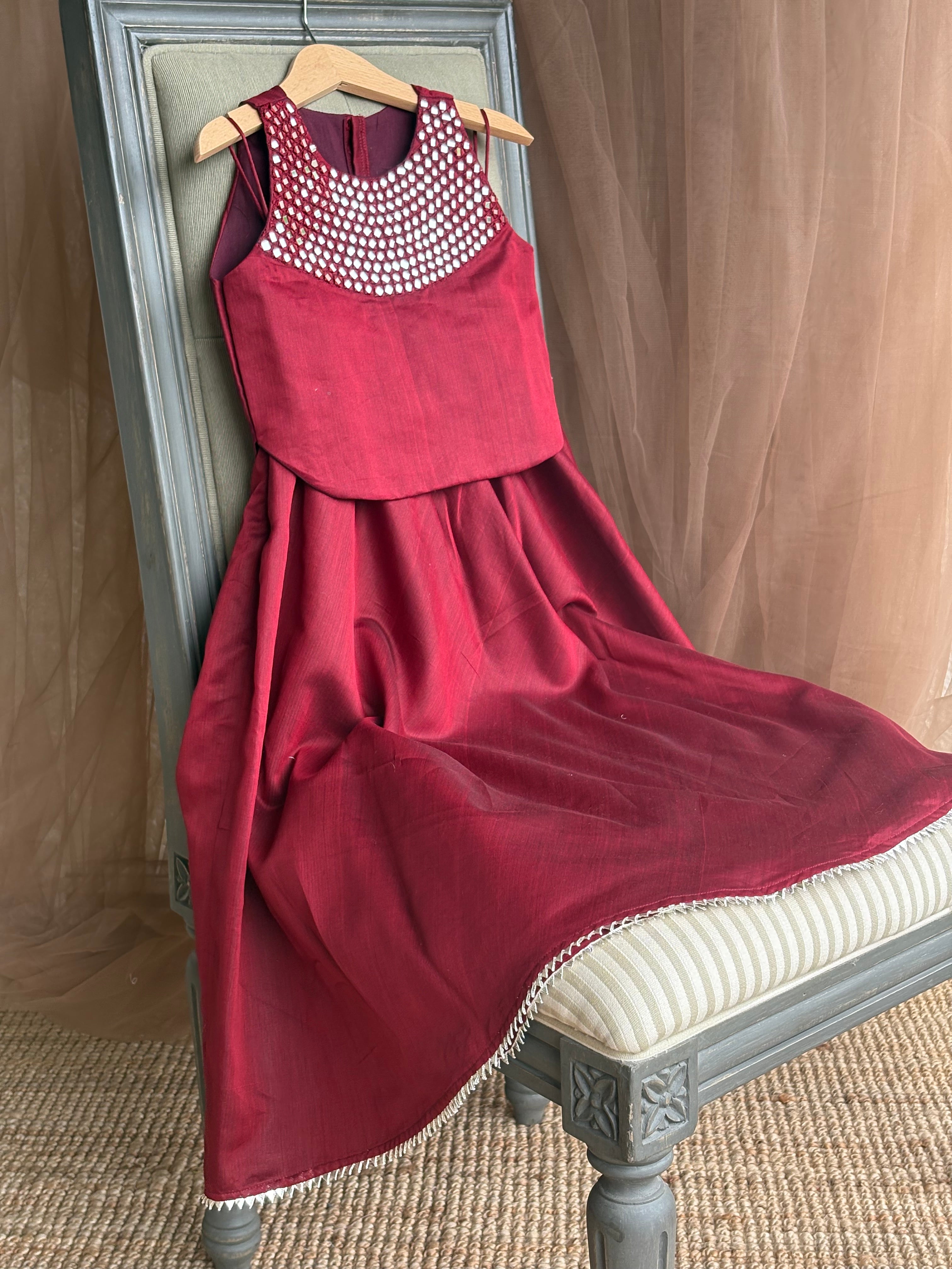 Sheeshewala Lehenga Set- Maroon
