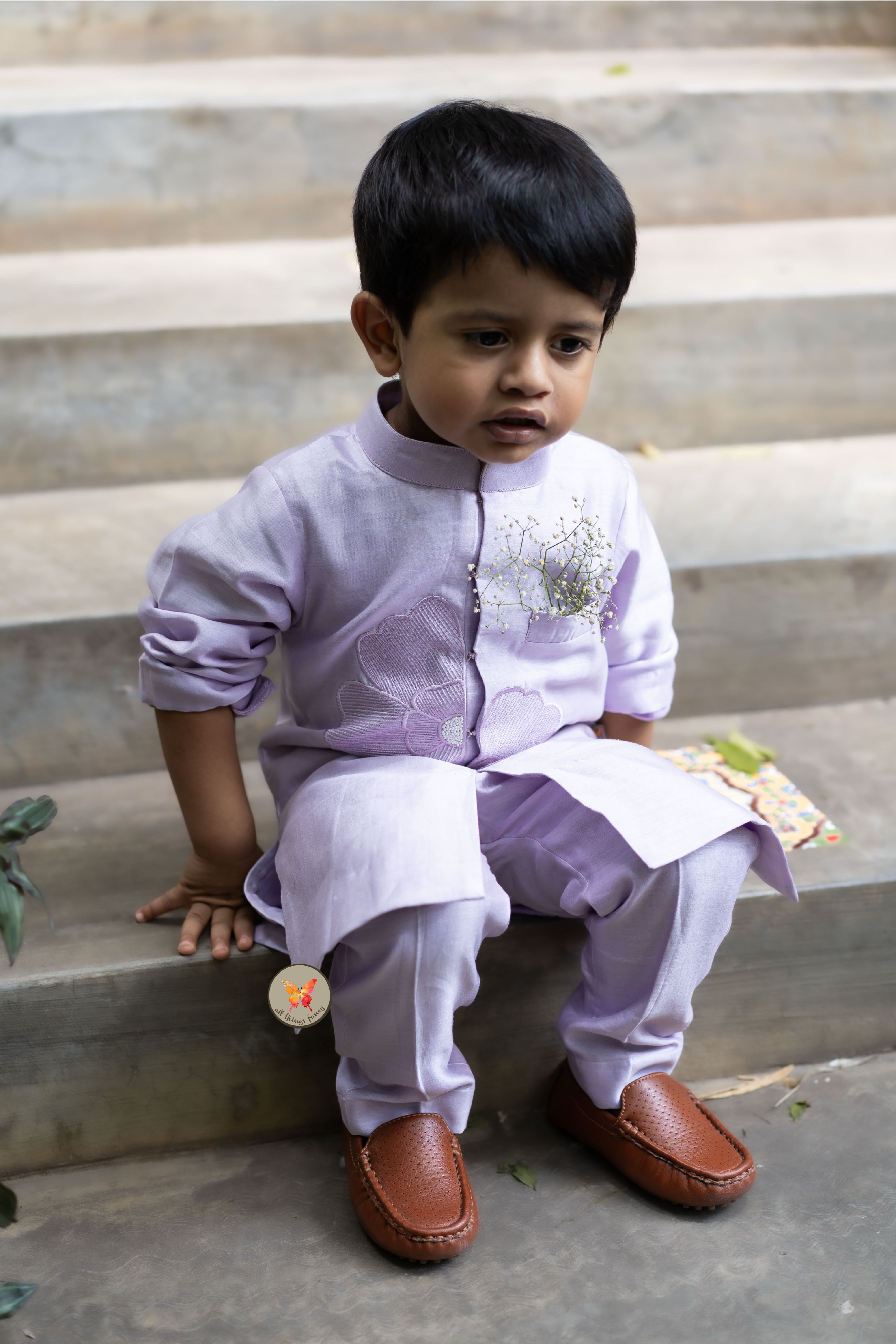 The Phool Kurta Set - Lavender