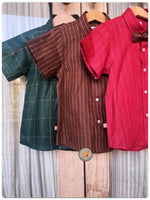 Load image into Gallery viewer, Brick Red stripes shirt with bow
