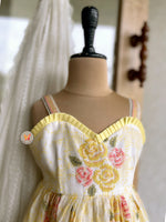 Load image into Gallery viewer, Cross stitch sweetheart dress- Custard Yellow
